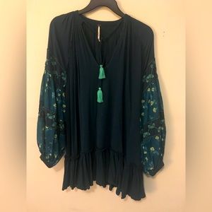 Free People Long Sleeve Green Tunic